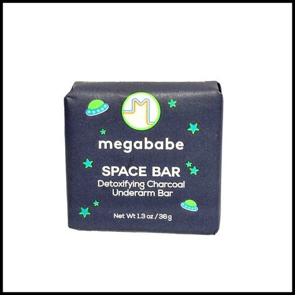 2 x Megababe Space Bar Detoxifying Charcoal Underarm Bar 1.3oz / 36g Travel sz - Picture 3 of 8